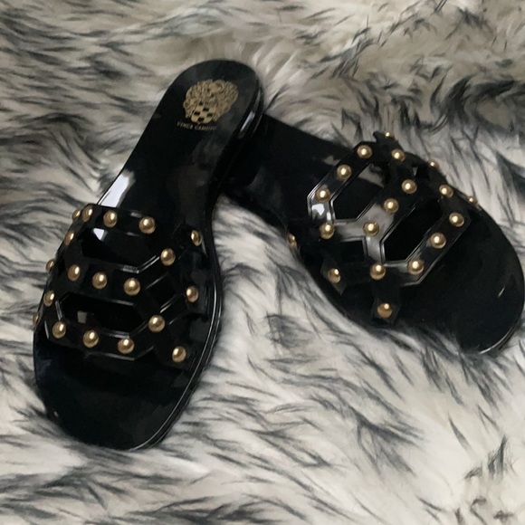 Women VINCE CAMUTO Black CARRON Jelly Slides NWOT - Picture 2 of 9